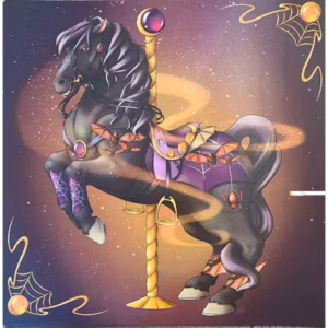 Print of Halloween-themed carousel horse