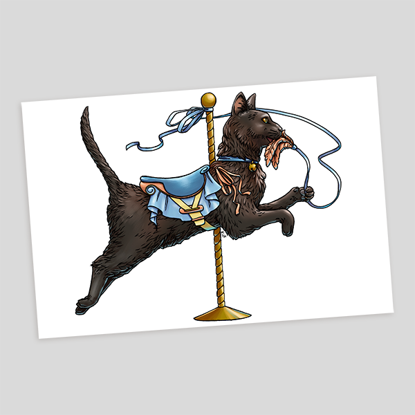 Carousel Cat Postcard
