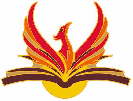 Book Phoenix Rising features a stylized red and orange phoenix with outstretched wings, soaring from an open book against a yellow circle backdrop.